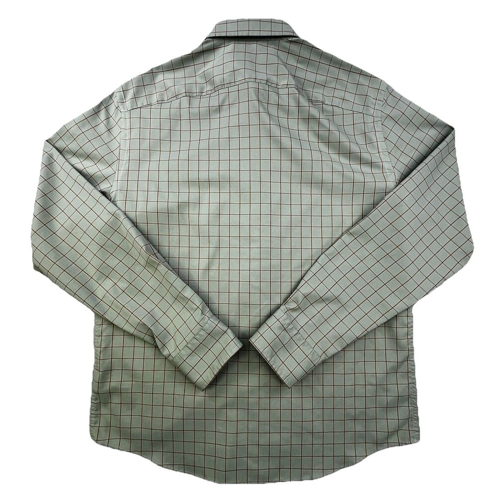 UNTUCKit Performance Shirt Medium Green Plaid Button Front Polyester Designer - Picture 6 of 12